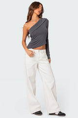 Fold Over One Shoulder Top