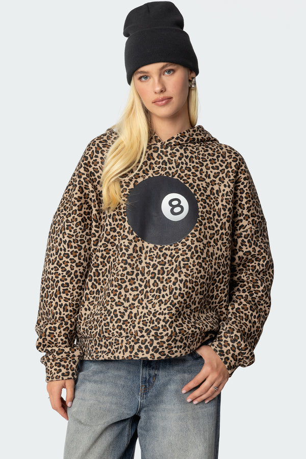 Leopard 8 Ball Oversized Hoodie view 1