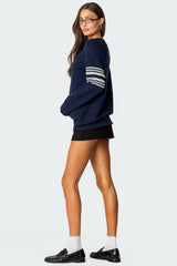 Contrast Stripe Oversized Knit Top