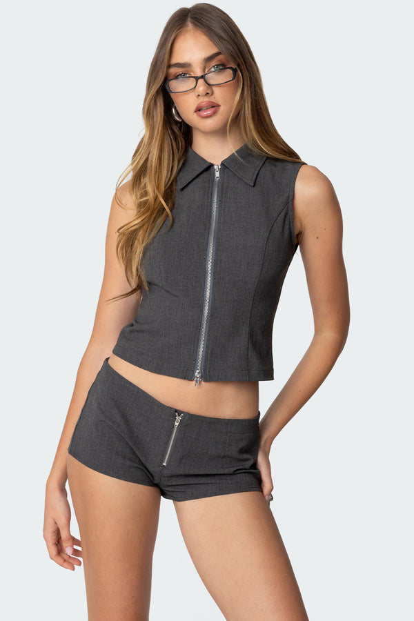 Allie Collared Zip Up Top view 1