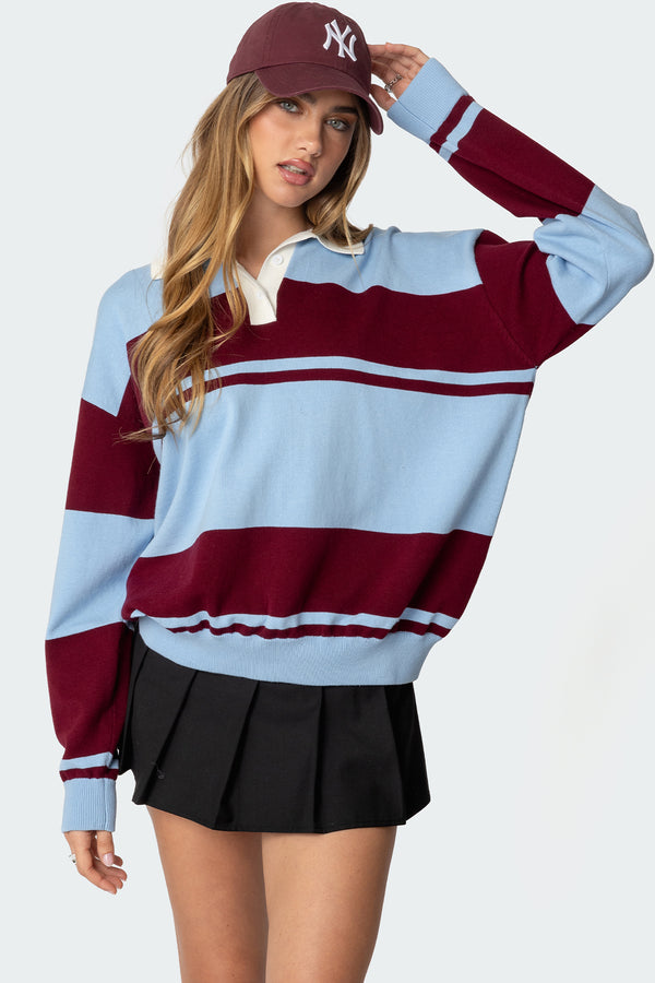 Kian Striped Polo Sweater view 1