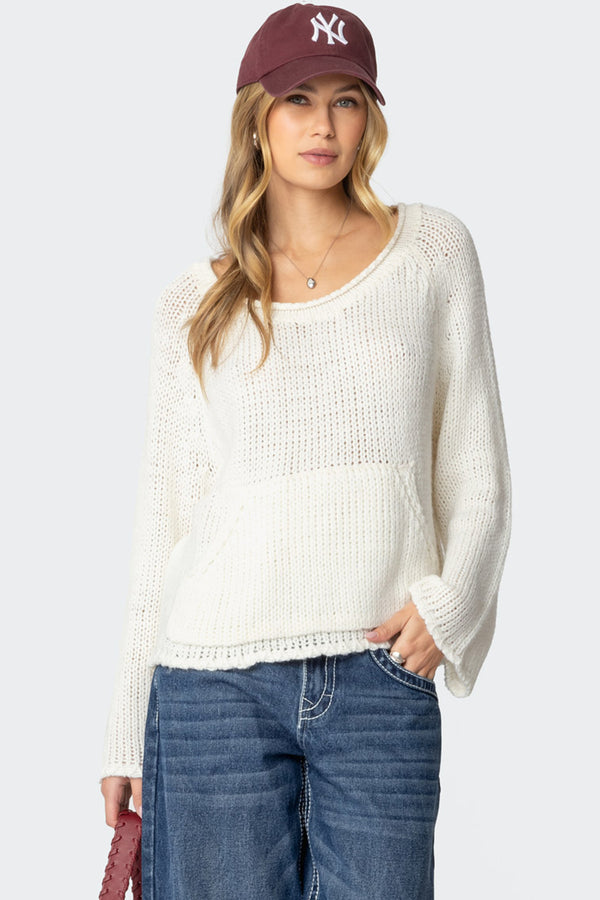 Kangaroo Pocket Oversized Knit Top view 1
