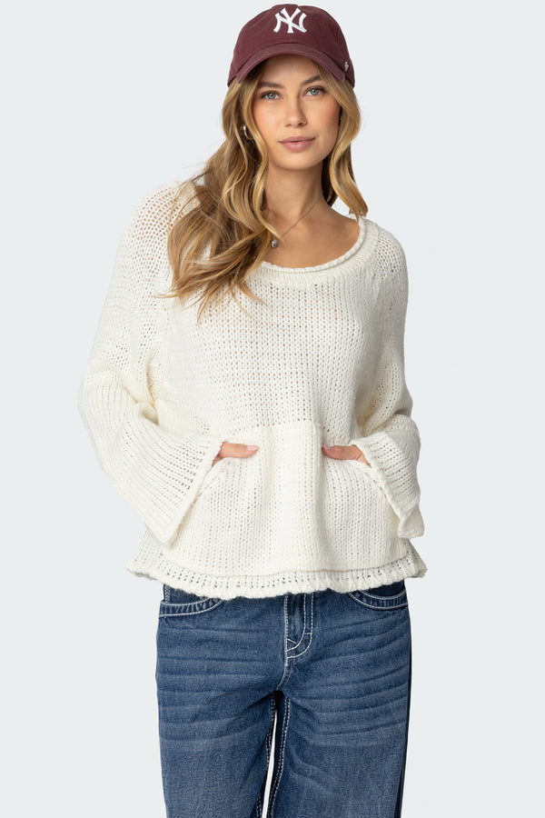 Kangaroo Pocket Oversized Knit Top view 2