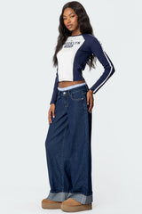 Striped Boxer Detail Low Rise Baggy Jeans