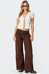 Studded Low Rise Baggy Carpenter Jeans