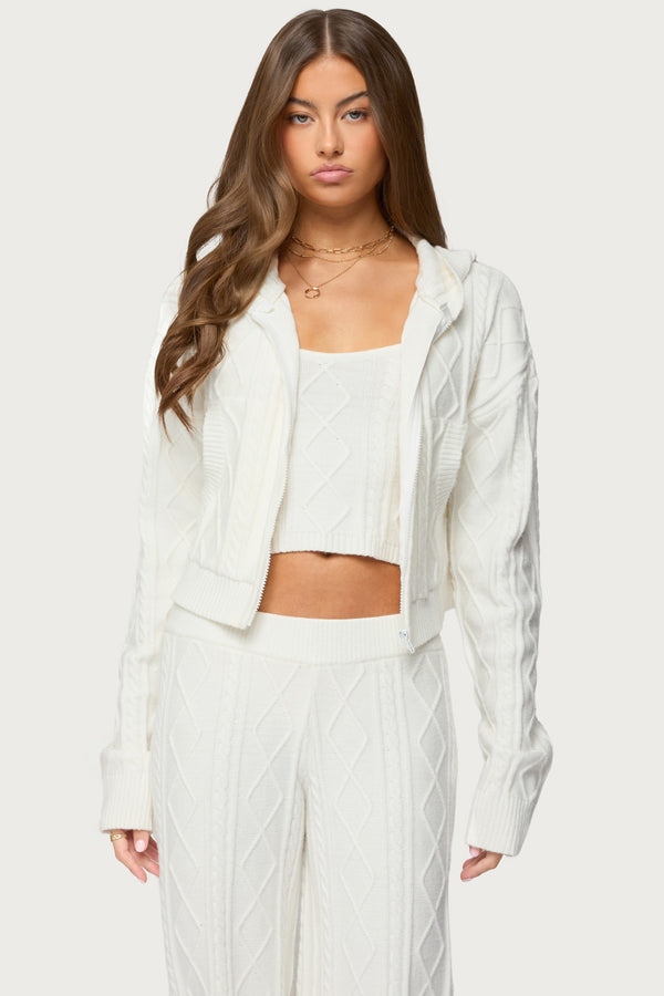 Louise Cable Knit Hooded Cardigan view 1