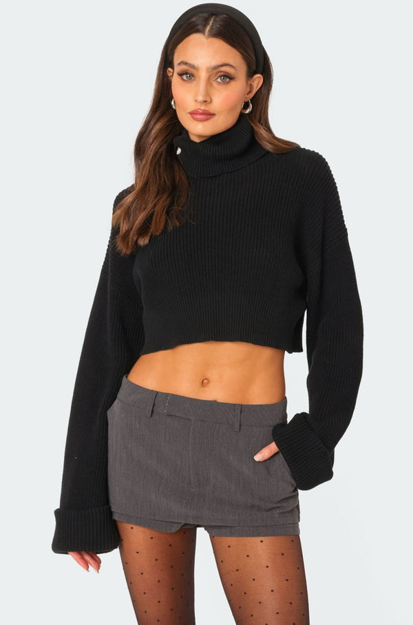 Oversized Turtle Neck Cropped Sweater view 1
