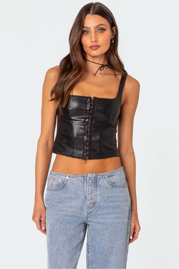 Simone Faux Leather Corset view 1