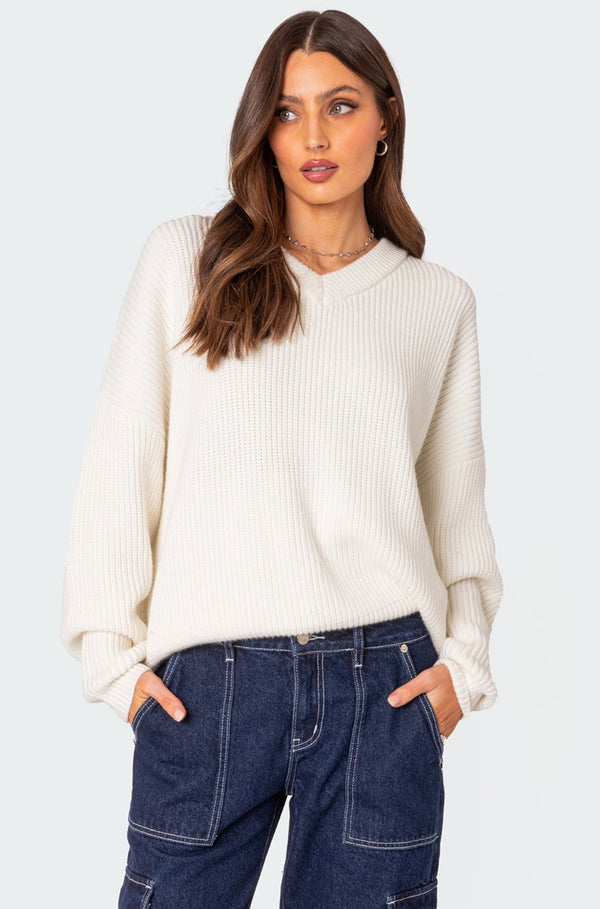 Denny Oversized V Neck Sweater view 1