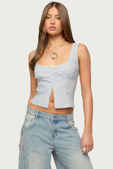 Katiya Pinstripe Button Up Top