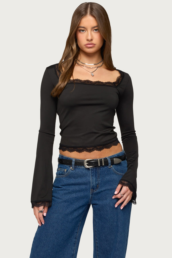 Kailin Lacey Flared Sleeve Top view 1