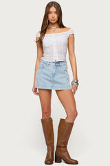 Laura Off Shoulder Dotted Cotton Top