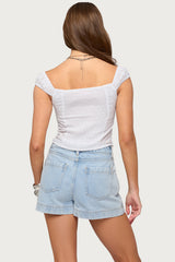 Laura Off Shoulder Dotted Cotton Top