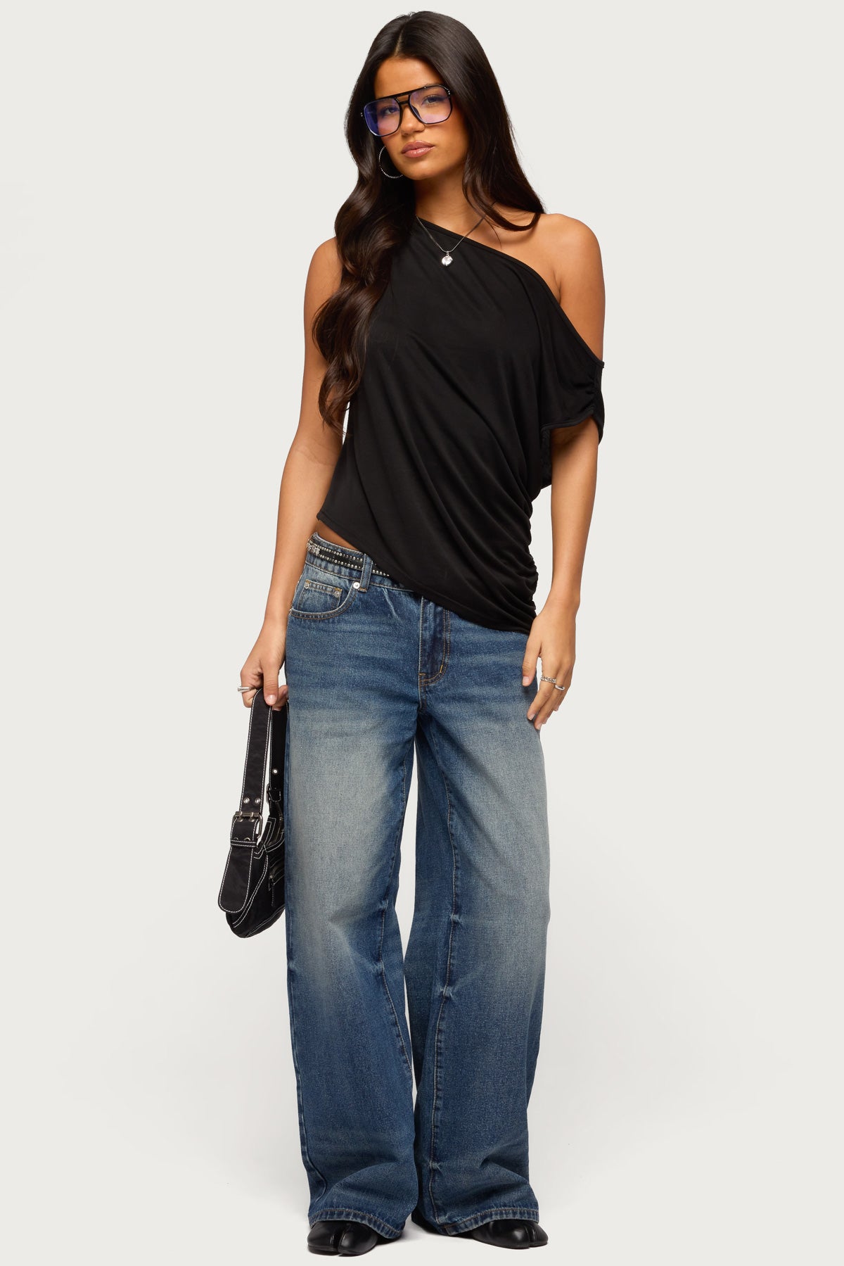 Ofelia Asymmetric Off Shoulder Ruched Top
