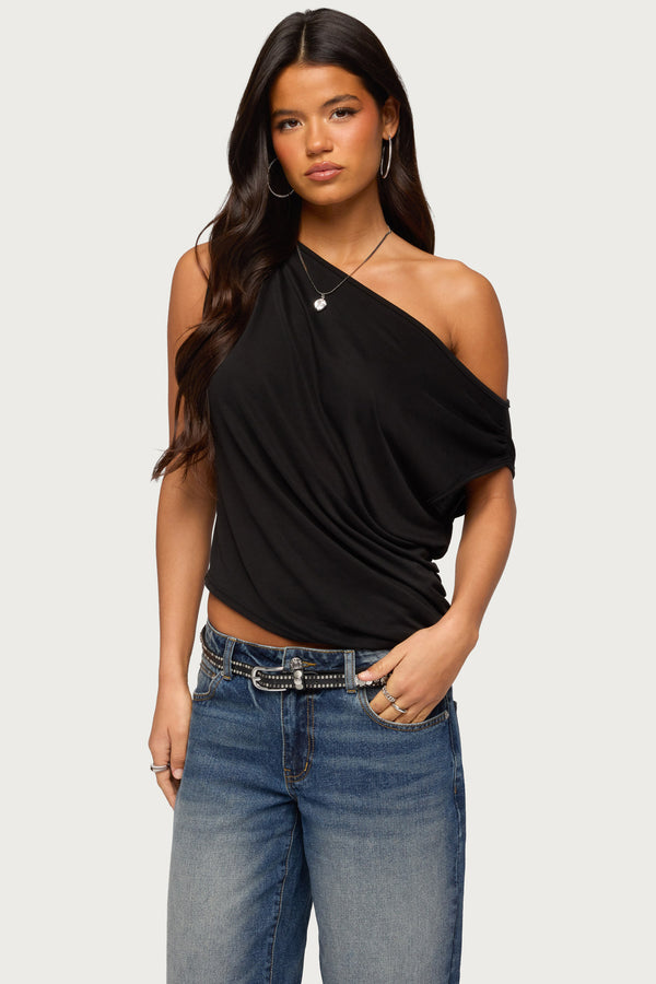 Ofelia Asymmetric Off Shoulder Ruched Top view 2