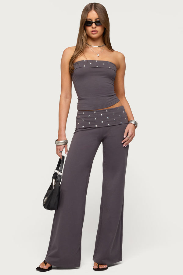 Breanna Studded Foldover Tube Top view 2
