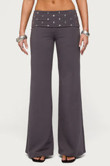 Breanna Studded Foldover Wide Leg Pants