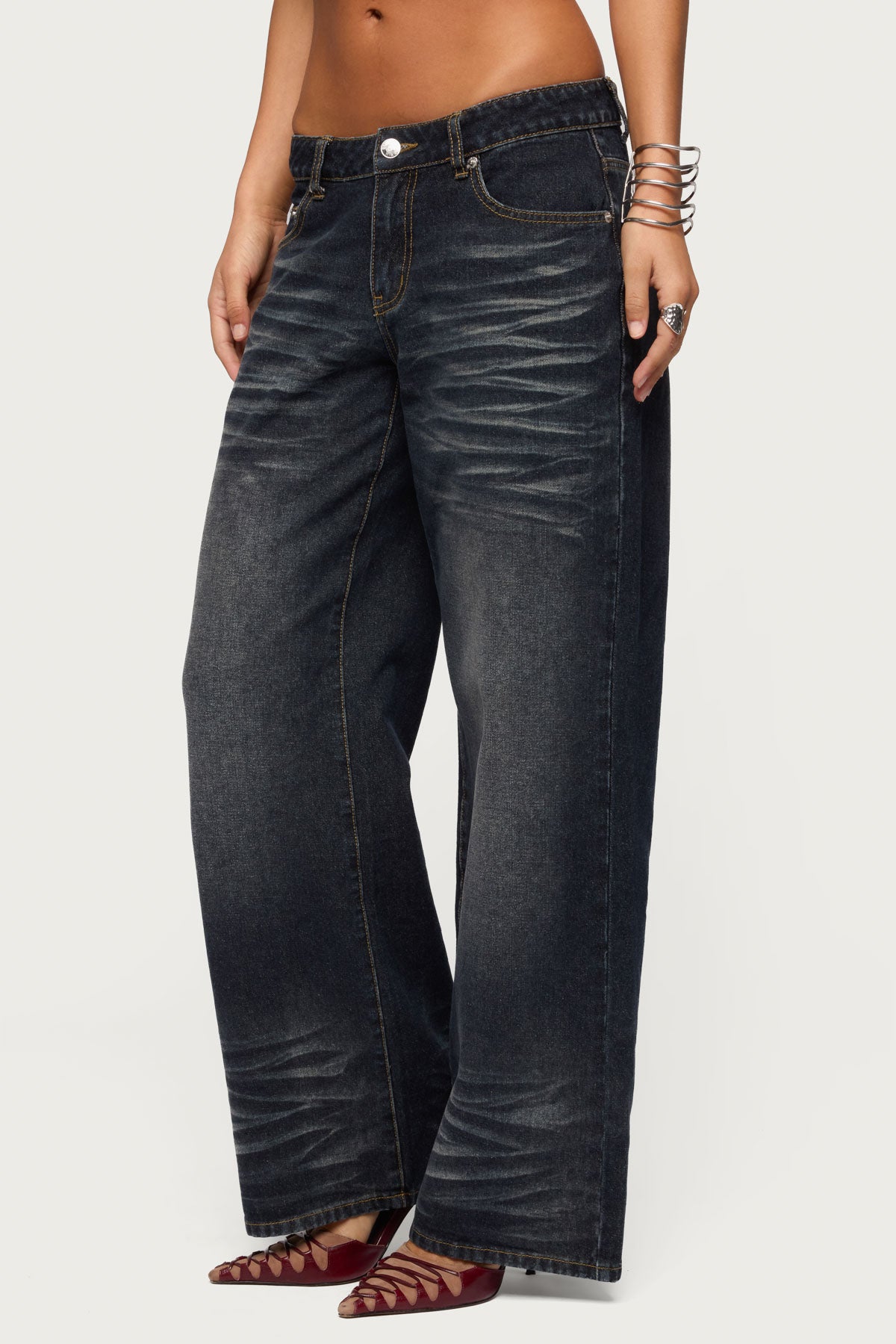 Magda Acid Wash Low Rise Baggy Jeans