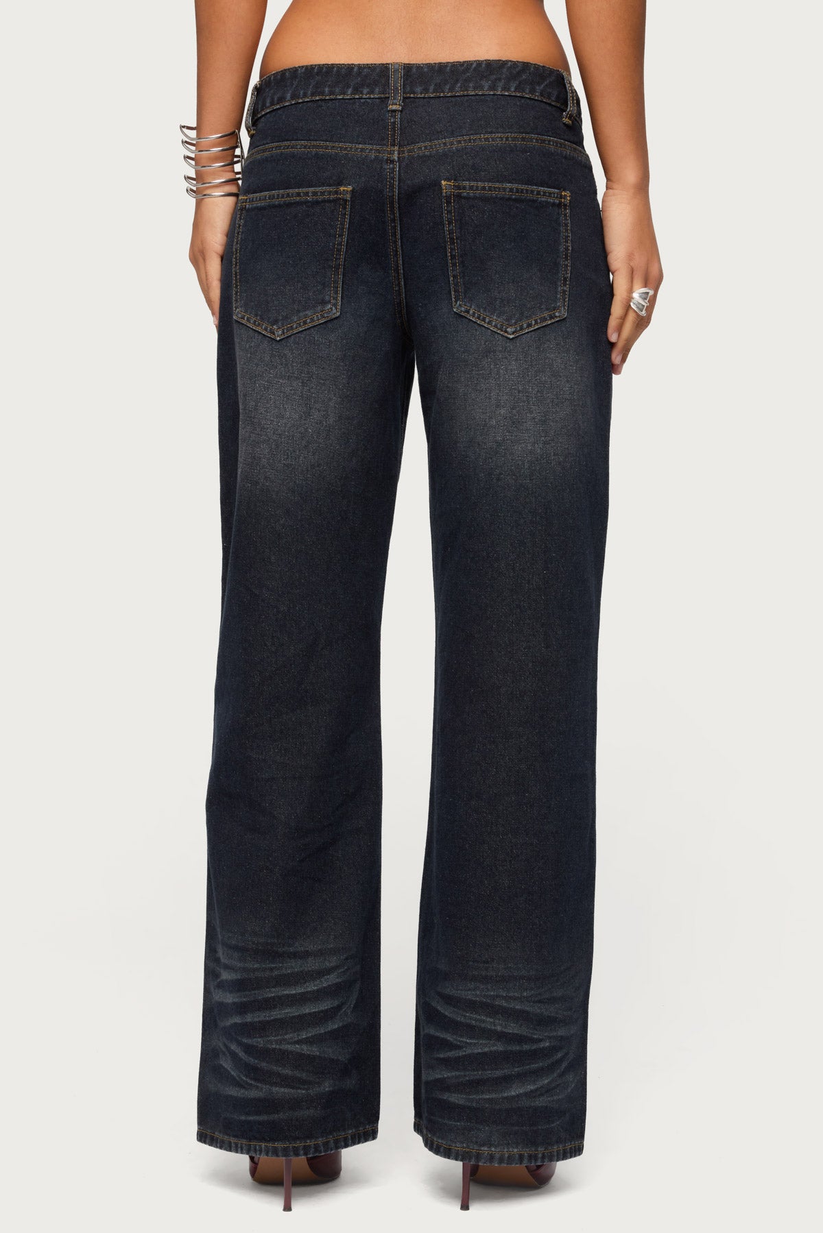 Magda Acid Wash Low Rise Baggy Jeans