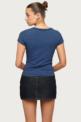 Kady Striped Henley T Shirt