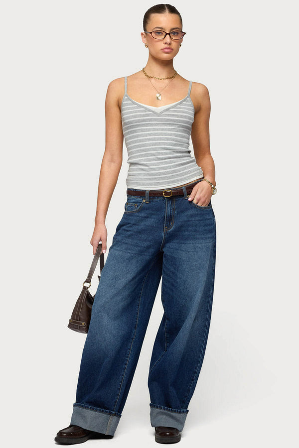 Layered Contrast Striped Tank Top view 2