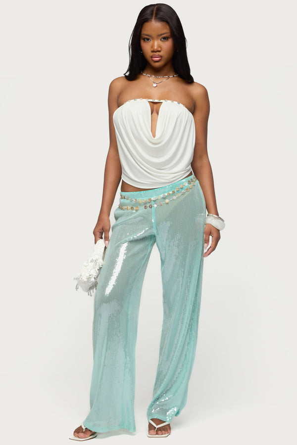 Giana Iridescent Strapless Cowl Neck Top view 2
