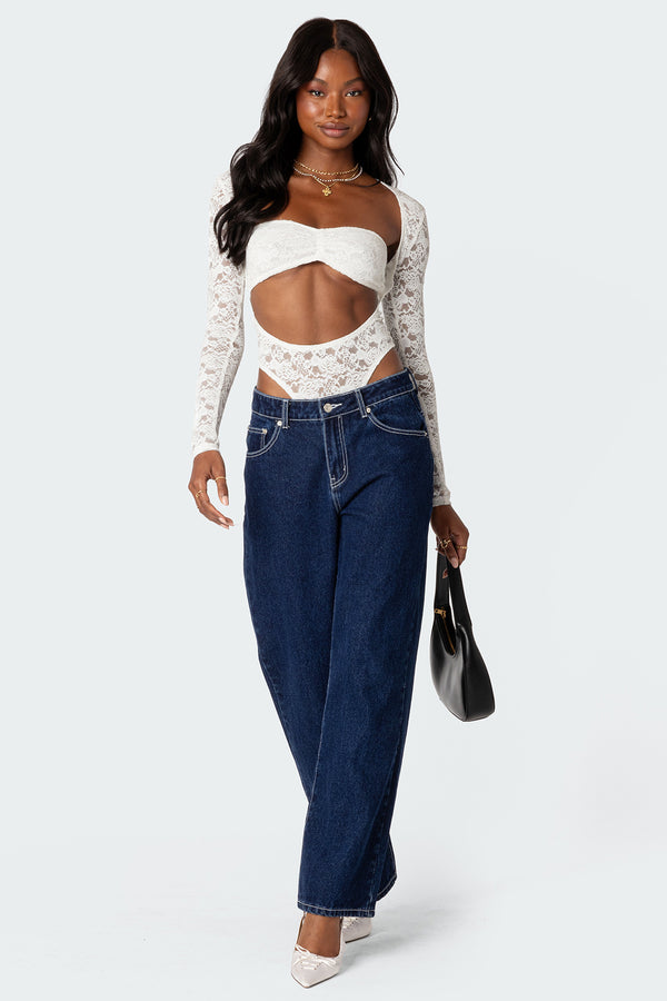 Zoey Sheer Lace Two Piece Bodysuit view 2