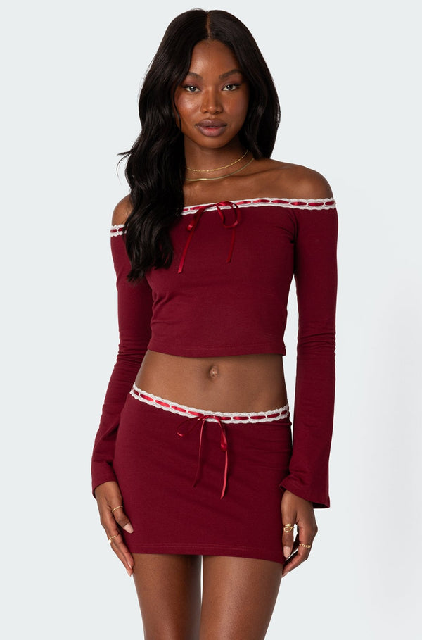 Seline Ribbon Trim Top view 1