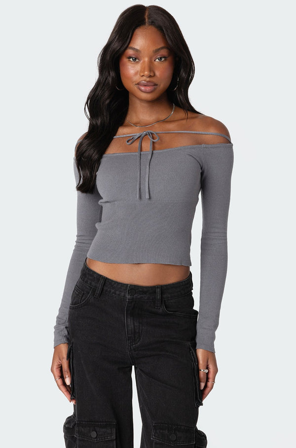 Jane Tie Front Knit Top view 1