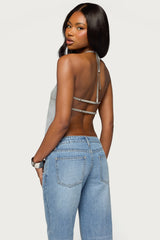 Itara Sequin Backless Halter Top