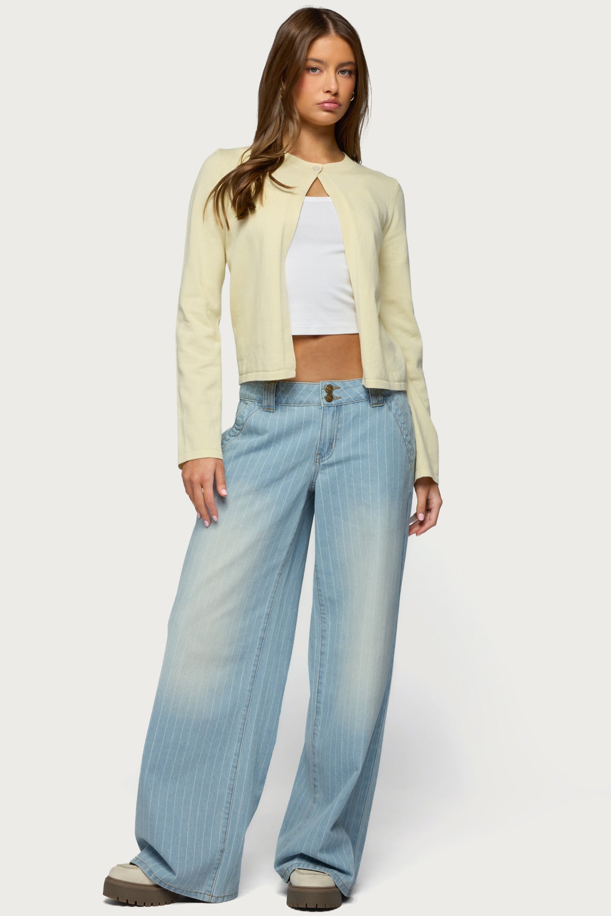 Cory Striped Low Rise Baggy Jeans