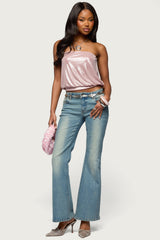 Leira Silky Sparkly Strapless Top