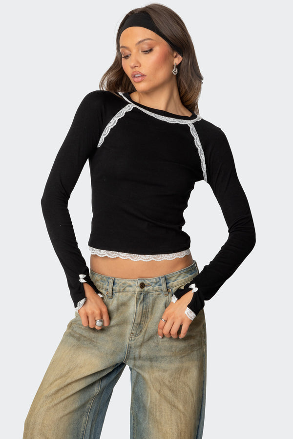 Edith Lacey Ribbed Top view 1