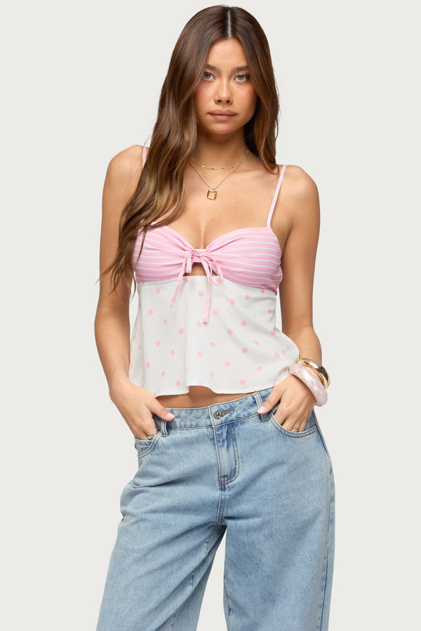 Tilly Mixed Print Top view 1