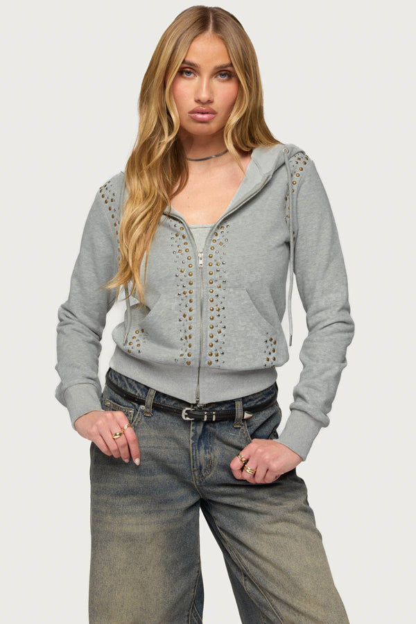 Patricia Studded Zip Up Hoodie view 1