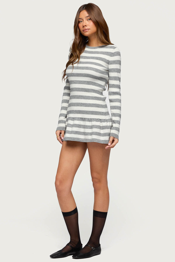 Caisyn Striped Ribbed Knit Mini Dress view 2