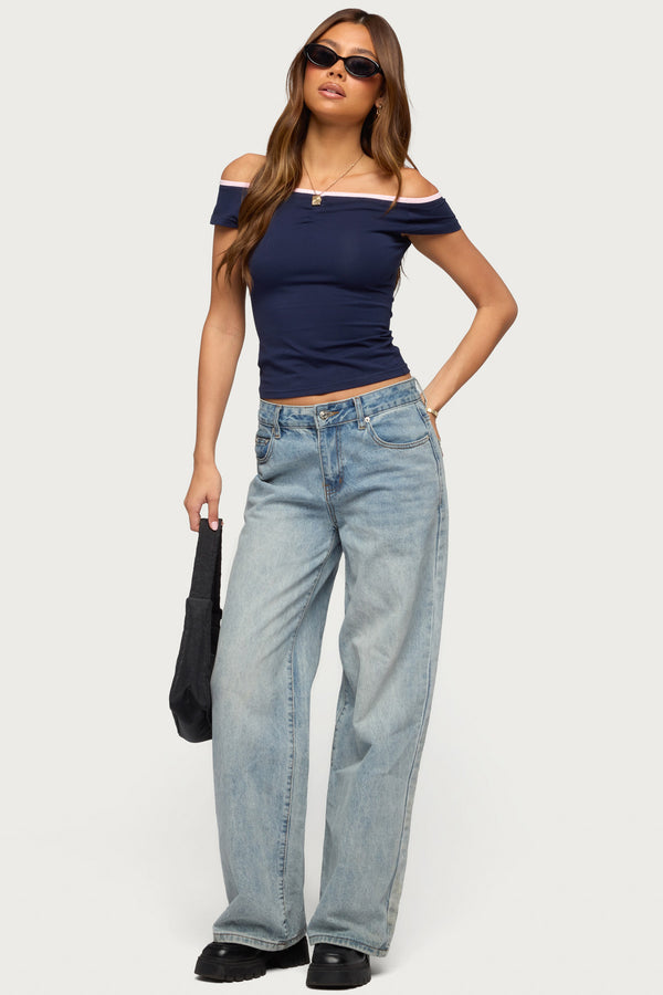 Dellah Contrast Off Shoulder Top view 2