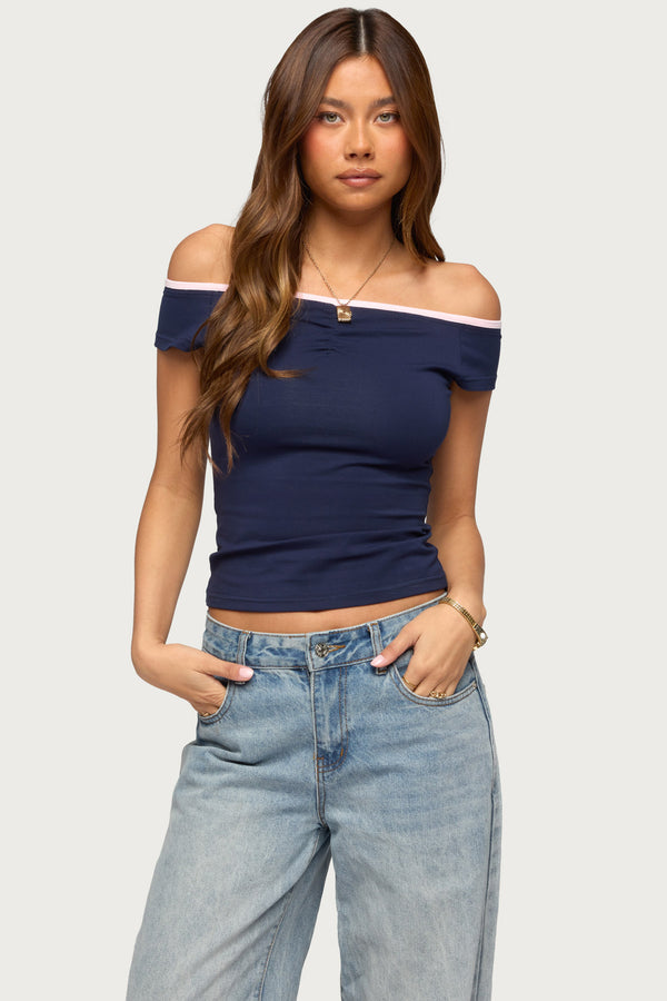 Dellah Contrast Off Shoulder Top view 1