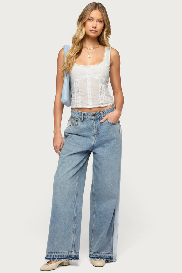 Embroidered Cotton Button Up Top view 2