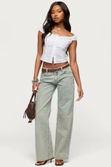 Tall Magda Acid Wash Low Rise Baggy Jeans