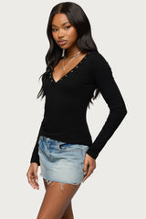 Rossie Stud & Button Top
