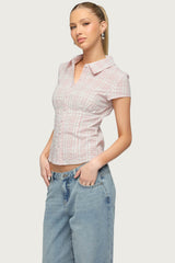 Naiah Plaid Tailored Button Up Shirt