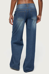 Tall Cory Striped Low Rise Baggy Jeans