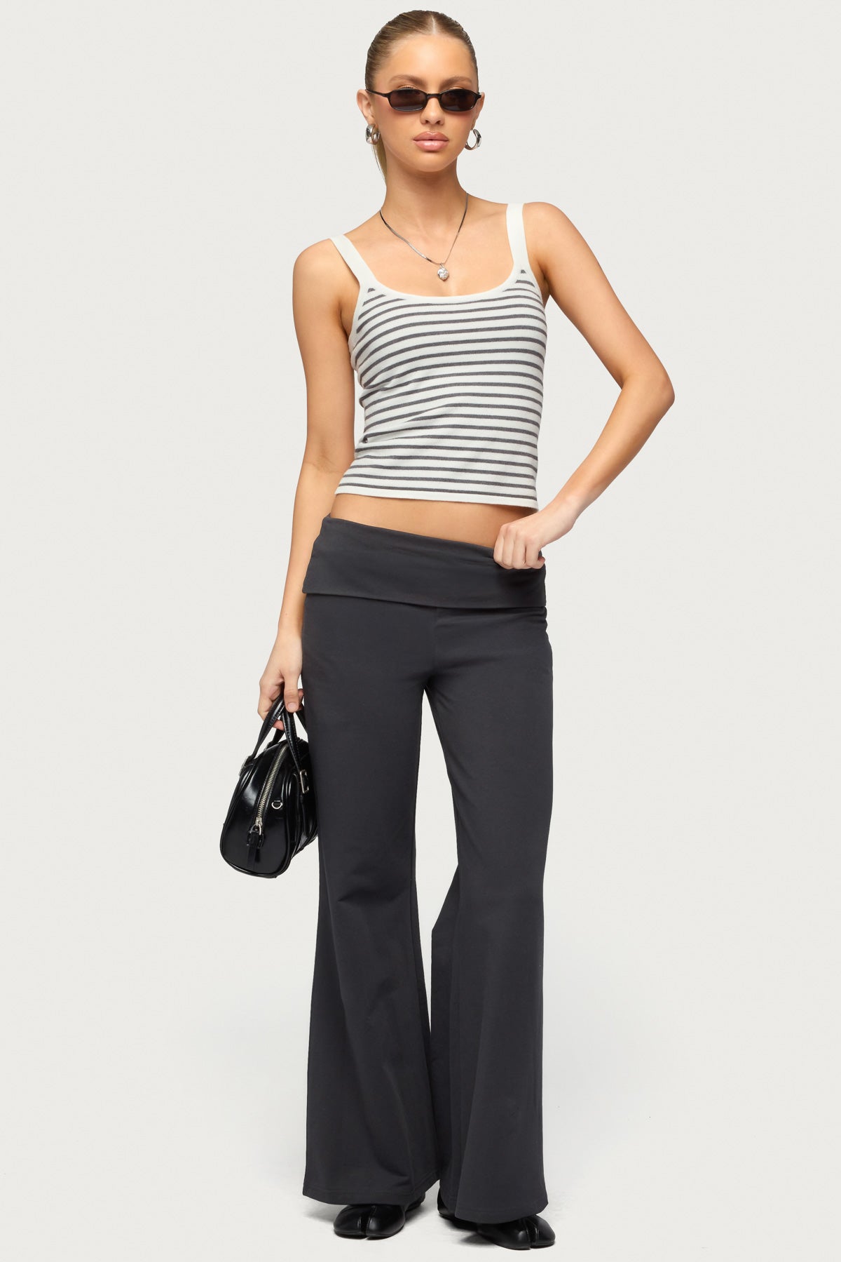 Petite Wide Leg Foldover Pants
