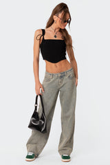 Magda Acid Wash Low Rise Baggy Jeans