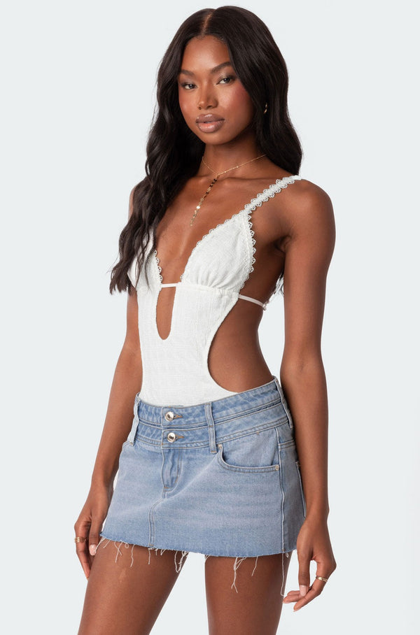 Textured Cut Out Bodysuit view 1
