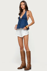 Safia Denim Halter Top