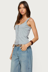 Gwenne Pointelle Button Up Tank Top