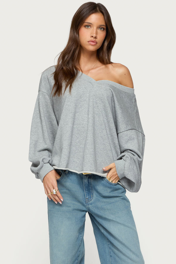 Winfred Oversized V Neck Sweatshirt view 1
