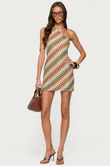 Agua Zigzag One Shoulder Mini Dress